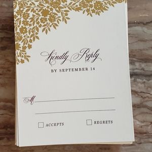 30 Eggplant/Purple Floral Garden Foil-Pressed RSVP Cards By September 14